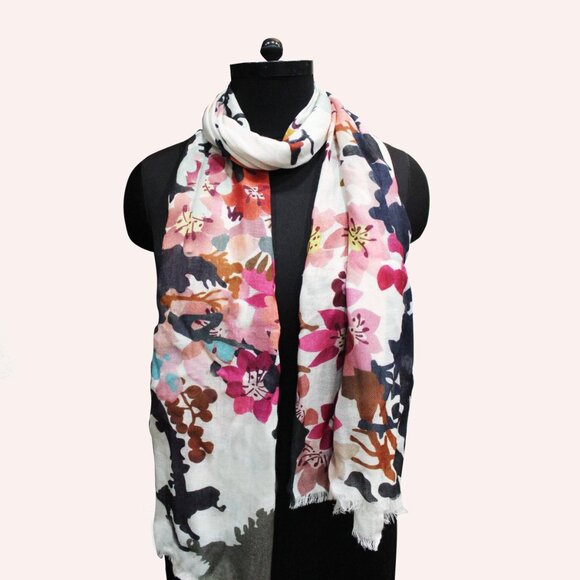 Hummingbird Floral Trees Nature Wool Scarf - Picture 2 of 4